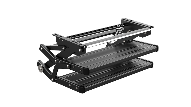 On the road RV Double Folding Manual Step with LED Light Black