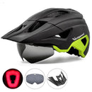 LED Bike Helmet Magnetic Goggles Sun Visor Green