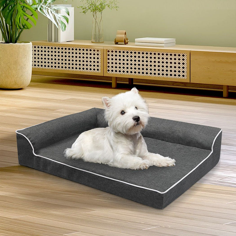Pawz Orthopedic Dog Bed Memory Foam Cushion Cat Calming Mattress Washable M Grey
