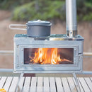 Stainless Steel Firewood Stove with Chimney - Outdoor Portable Camping Heater