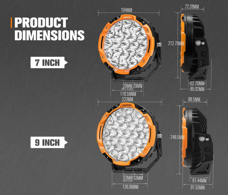 LIGHTFOX 7 inch+9 inch Osram LED Driving Lights