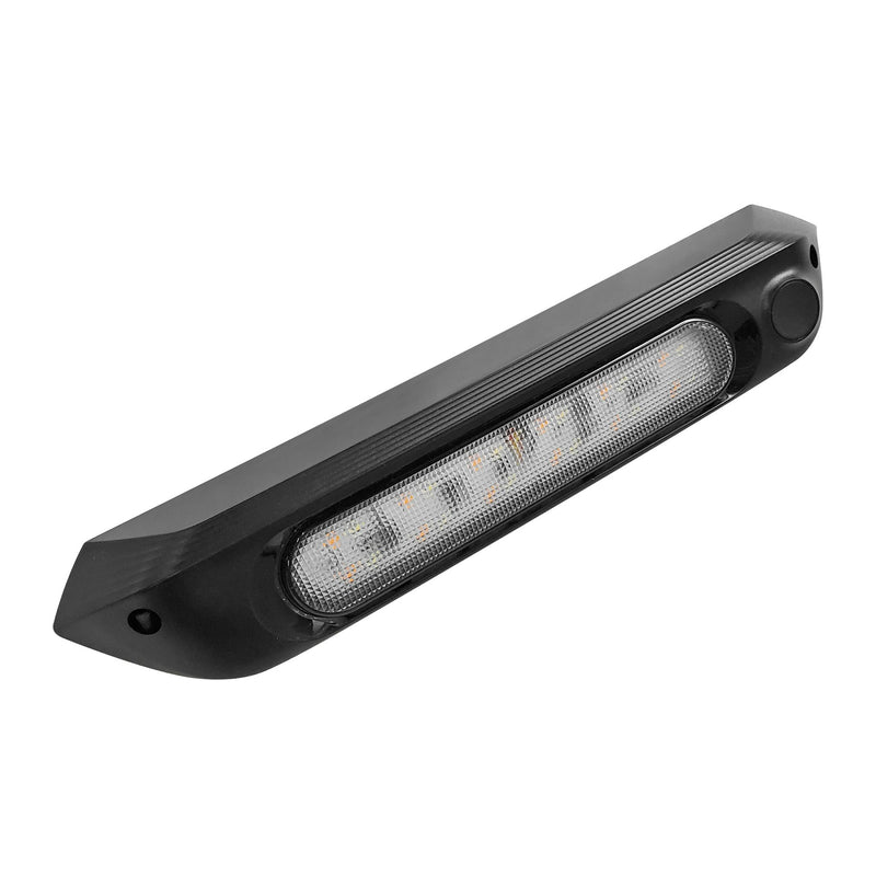 BLACK 287mm 12V LED AWNING LIGHT WITH WHITE LIGHTS IP67