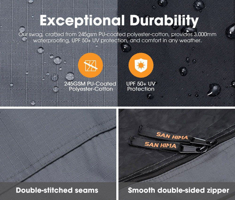 San Hima Double Air Swag Camping Swags Free Standing Dome Tent 22cm Air Mattress