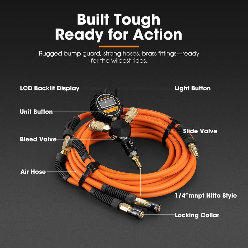 San Hima 4-Way Digital Tyre Inflator Car Air Compressor 250 PSI Tire Gauge Hose