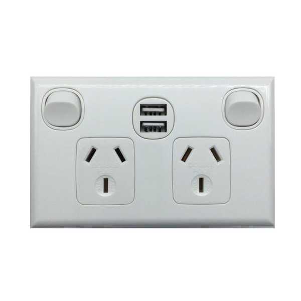 Double Power Point 240V 10a USB 2.1a Double Pole