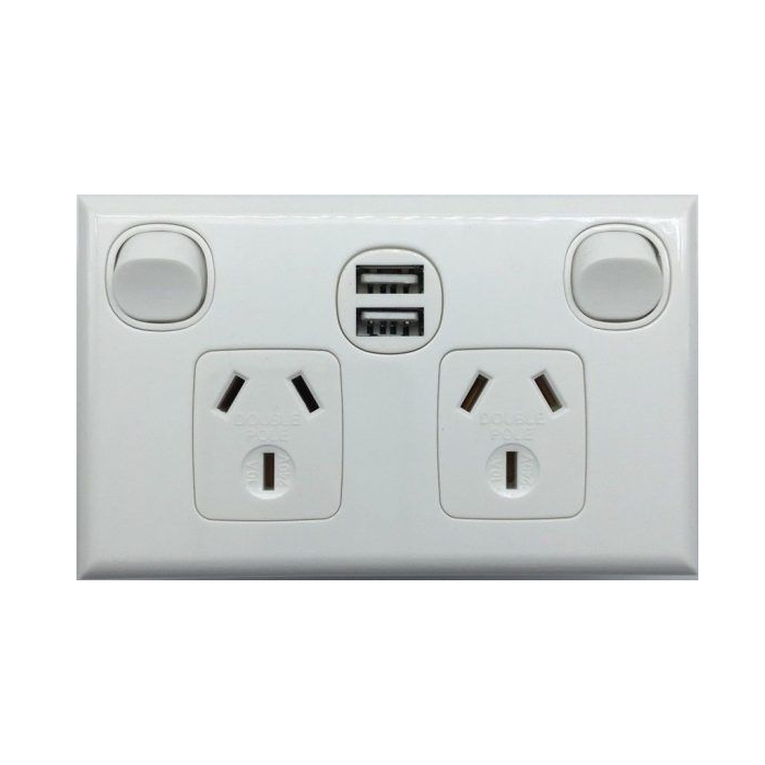 Double Power Point 240V 10a USB 2.1a Double Pole
