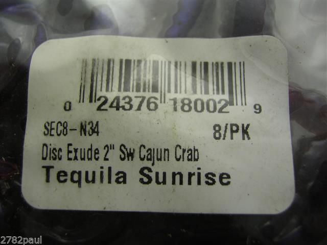 8 Pack of Exude 2 Inch Cajun Crab Scented Soft Plastic Lures - Mangrove Red