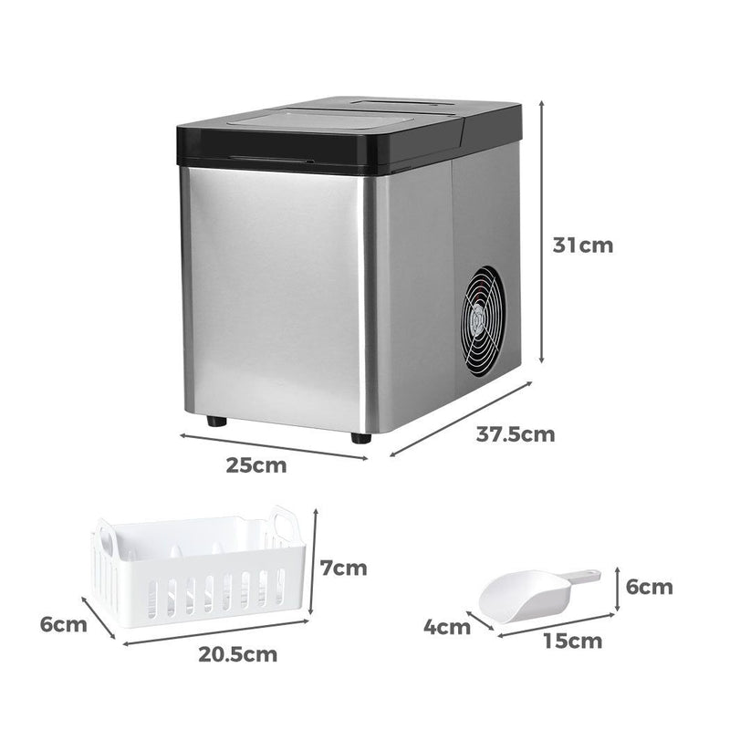 Spector Ice Maker Machine Commercial 2.1L Cube Tray 15kg/24H Stainless-Steel