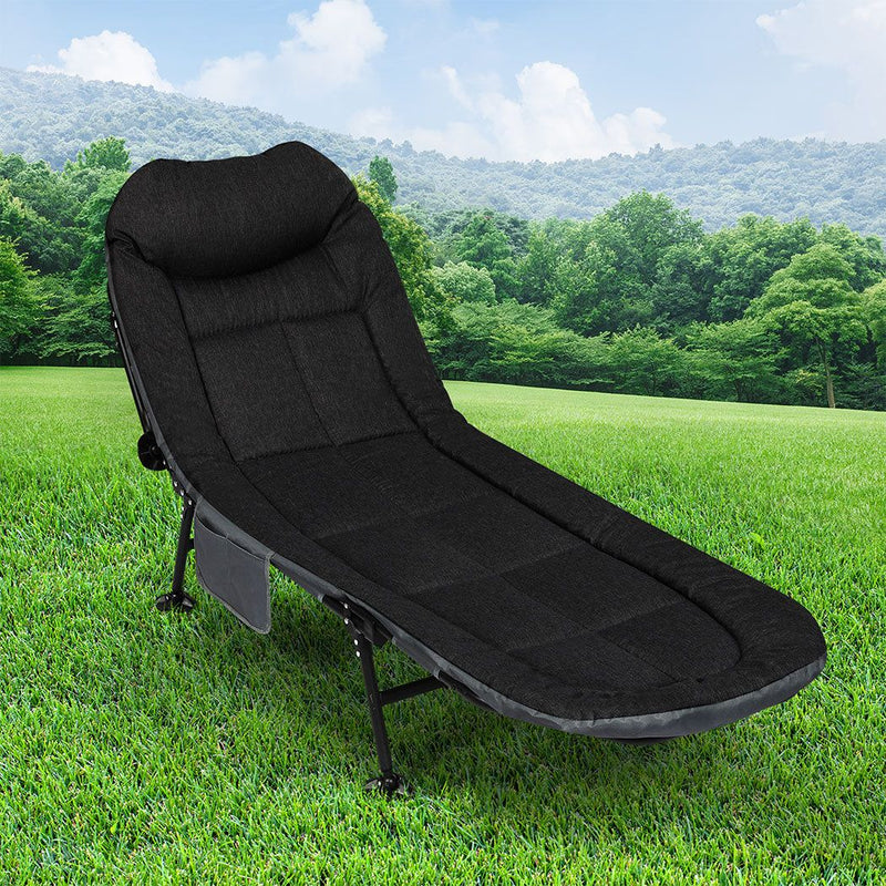 Levede Folding Camping Bed Adjustable Camping Cots Home Office Outdoor Black