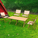 Foldable Table and Chair Set for Camping - Oak Colour