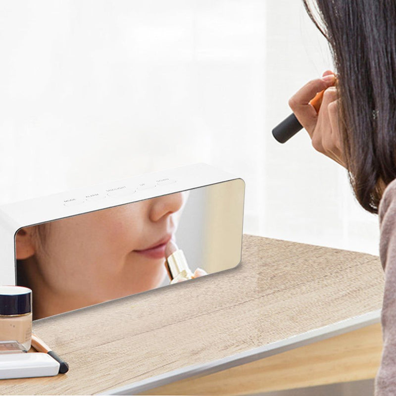 Traderight Group  Alarm Clock Digital Led Mirror Desk Table Temperature Time Snooze USB Battery