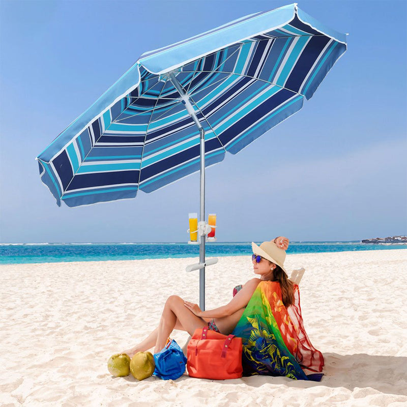 Centra 2.2m Outdoor Beach Umbrella Tilting Patio Tropical Shelter Parasoll Blue
