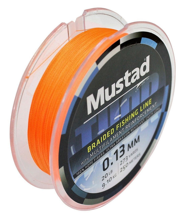 250m Spool of 10lb Mustad Thor Braid - 4 Strand Hot Orange Braided Fishing Line