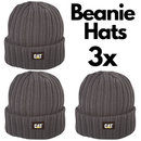 3x Caterpillar Rib Watch Beanie Hat Bulk Pack - Graphite (Warm Winter Knit Cap)