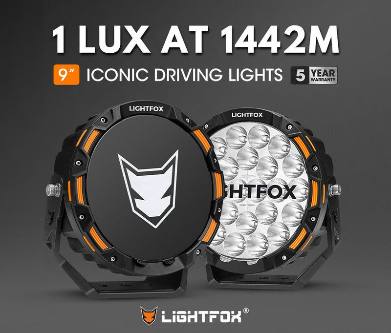 Iconic Series Pair 9inch Osram LED Driving Light 1Lux @1,442m 18,672Lumens