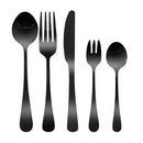 Stainless-Steel Cutlery Set Travel Knife Fork Spoon Black Child Tableware 30Pcs
