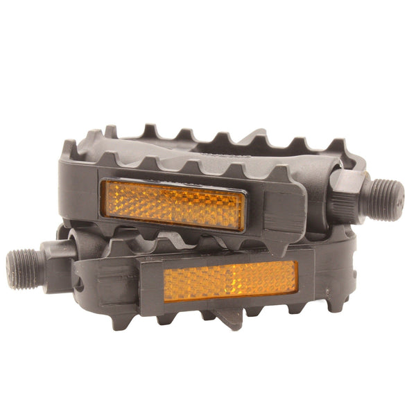 Black Heavy Duty Plastic Mountain Bike Pedals Bike MTB Pedals 9/16-Inch Thread