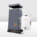 San Hima Camping Shower Tent Grey & Gas Hot Water Heater White &Shower Tent Base