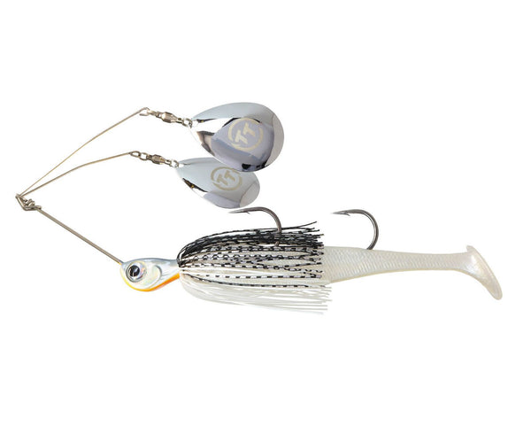 TT Lures 3/4oz Tornado+ Twin Spin Rigged Spinnerbait Lure - WHITE NIGHT