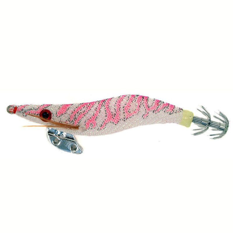3.0 Inch Tsunami Pro Squid Jig Lure with Holographic Red Eyes - Pink Stripes
