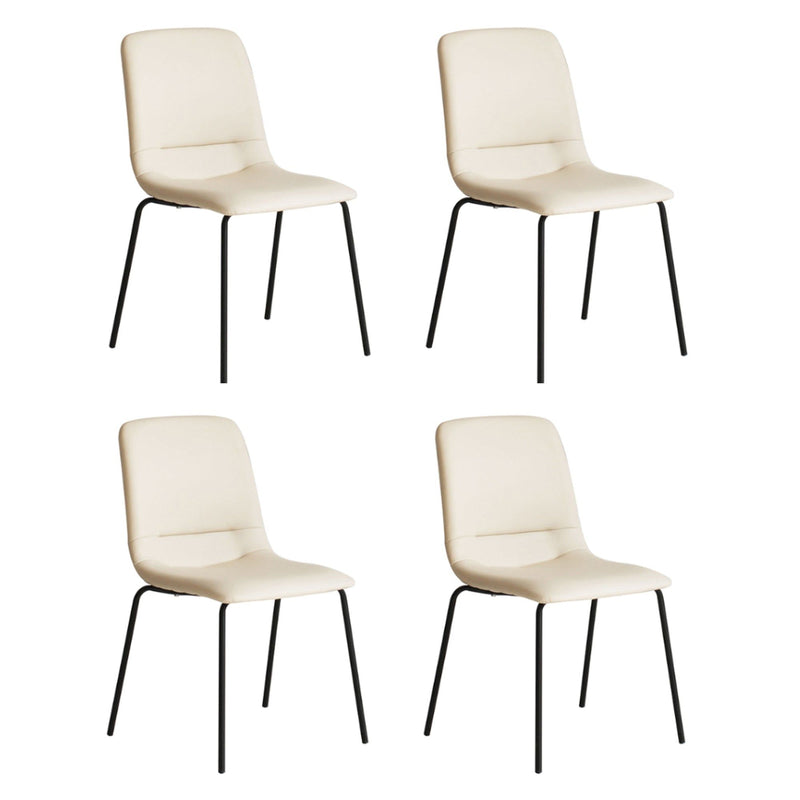 Levede Set of 4 Stackable Dining Chairs Kitchen Lounge Chair PU Leather Beige