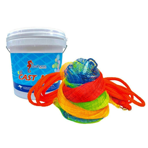 Seahorse Kids Multi-Coloured Bottom Pocket 4'6 Mono Cast Net with 1 Inch Mesh