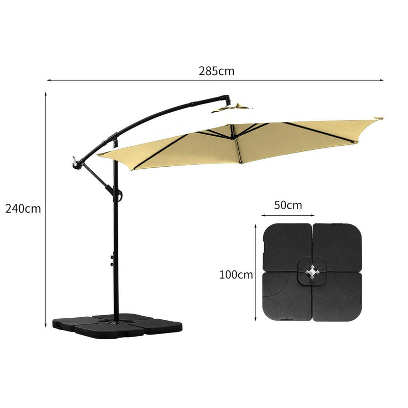 Mountview 3M Outdoor Umbrella Cantilever Umbrellas Base Stand Garden Patio Beach