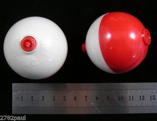 2 X 2 Inch Red and White Push Button Fishing Floats