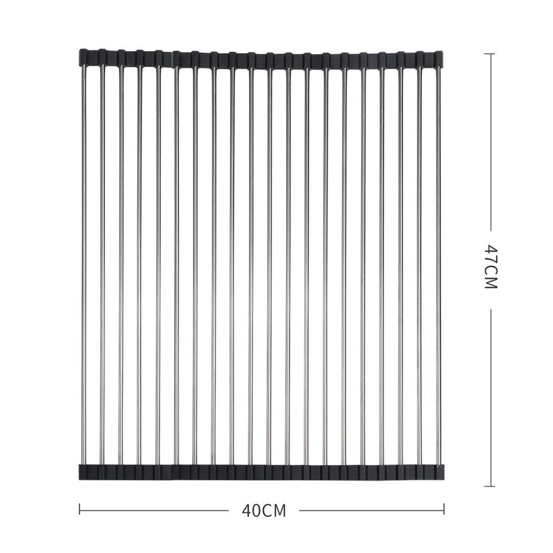 Toque Stainless-Steel Dish Drying Rack Over Sink Kitchen Foldable RollUp Mat