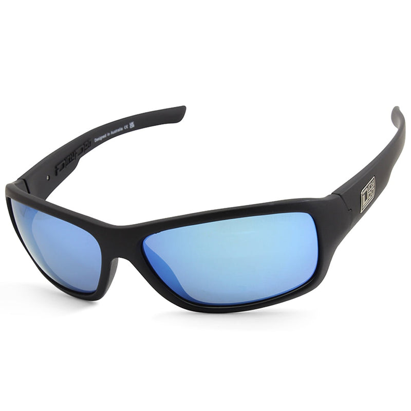 Dirty Dog Slab Satin Black/Ice Blue Mirror Polarised Men's Sunglasses 53423