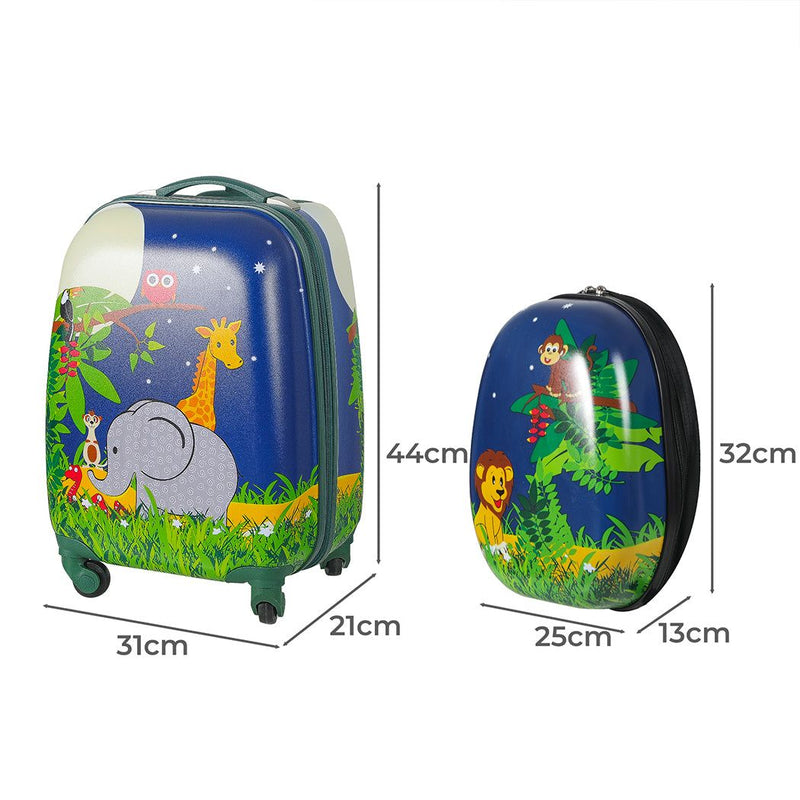 Bopeep 16''13'' 2Pcs Kids Luggage Set Travel Suitcase Child Bag Backpack Jungle