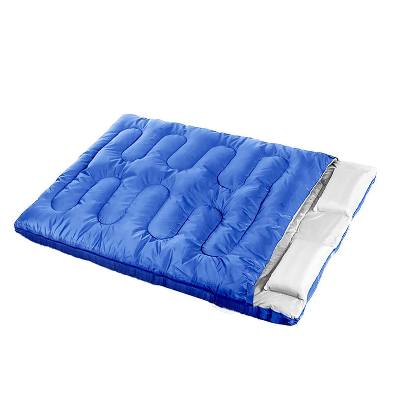 Mountview Sleeping Bag Double Bags Outdoor Camping Thermal 0℃-18℃ Hiking Blue