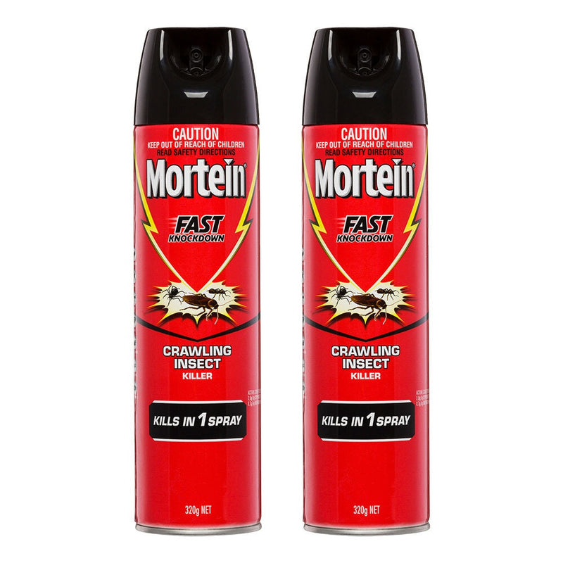 2x Mortein 320g Click Rapid Kill Crawling Insect Cockroaches Indoor Spray Killer