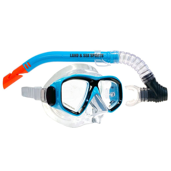 Land & Sea Sports 10y-Adult Underwater Swim Silicone Mask & Snorkel Set Blue