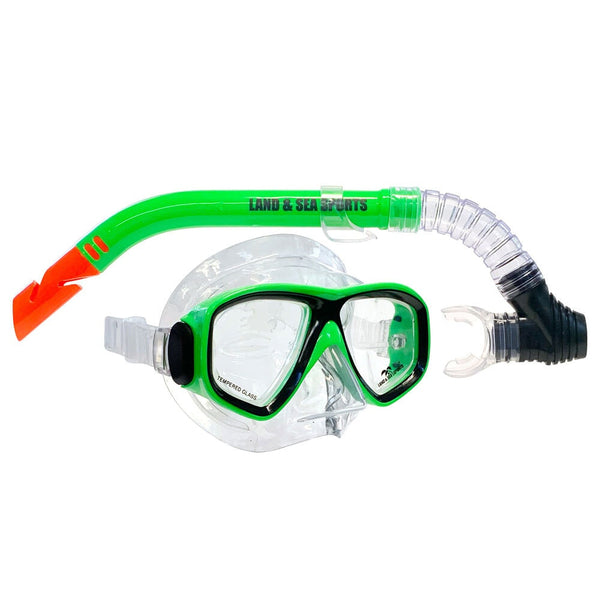 Land & Sea Sports 10y-Adult Underwater Swim Silicone Mask & Snorkel Set Lime