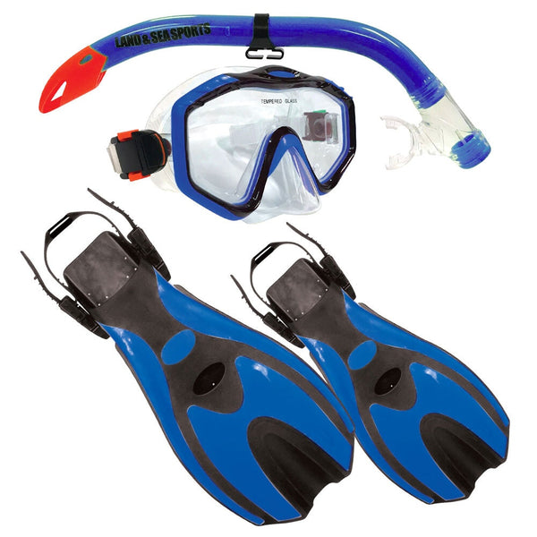 Land & Sea Sports 5-9y Porpoise Junior Snorkel Blue Flipper/Glasses/Fin Goggles