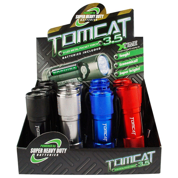 3x Tomcat 9-LED 8cm Aluminium Torch Light Camp Flashlight w/AAA Batteries Asst