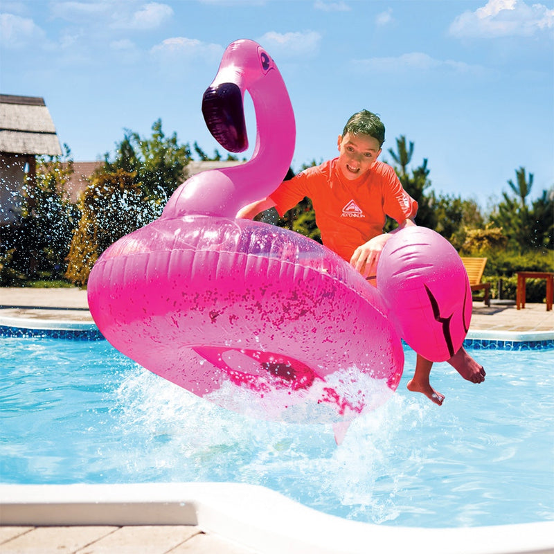 Land & Sea 1.2m Bling Inflatable Flamingo Water Ride Pool Ring Float Outdoor