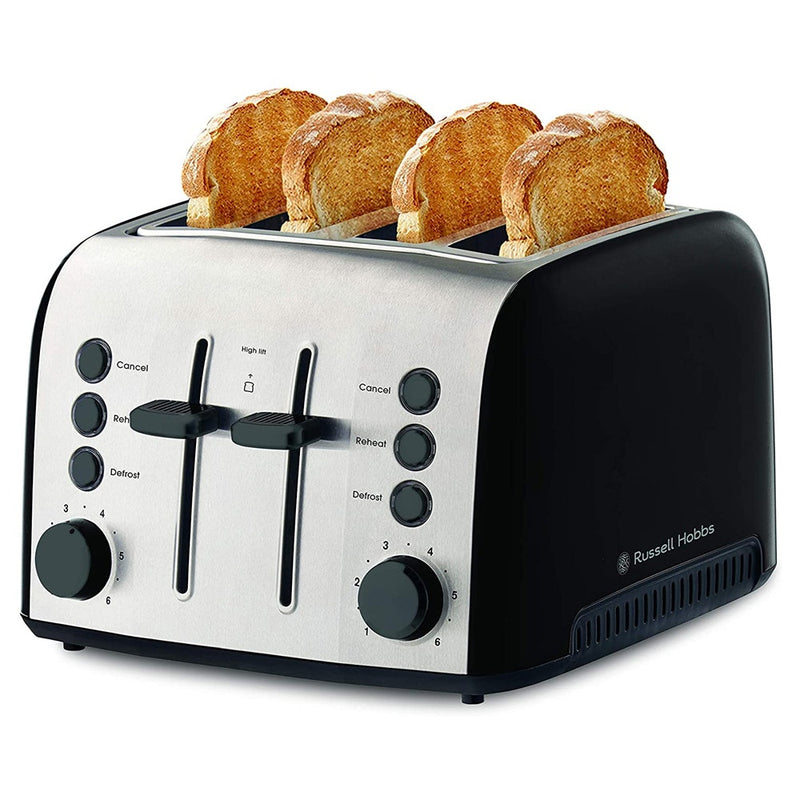 Russell Hobbs RHT94BLK Brooklyn 4-Slice Bread Slot Sandwich Toaster 1950W Black