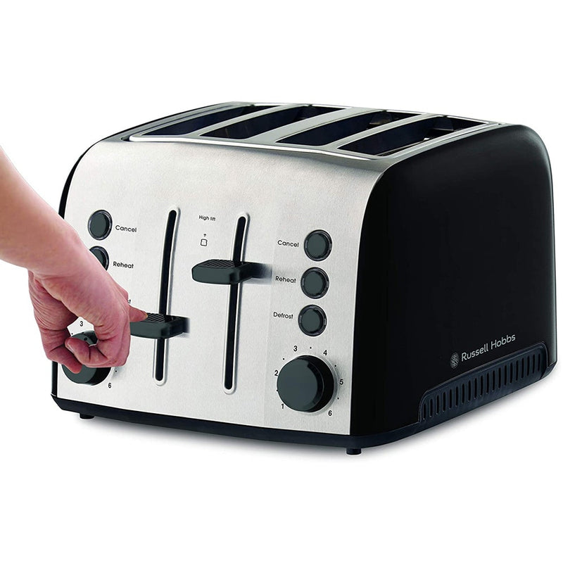 Russell Hobbs RHT94BLK Brooklyn 4-Slice Bread Slot Sandwich Toaster 1950W Black