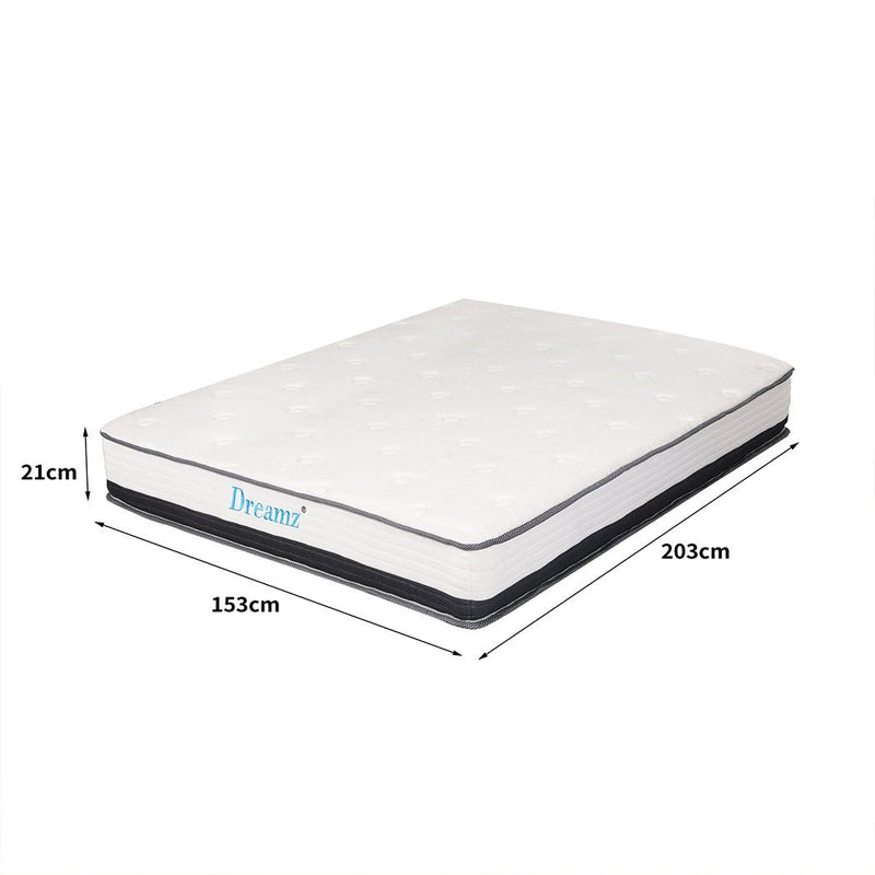 Dreamz Pocket Spring Mattress HD Foam Medium Firm Bedding Bed Top Queen 21cm