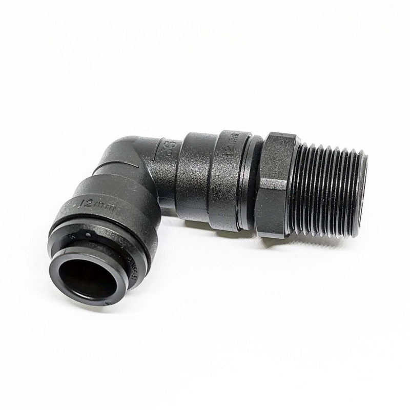 John Guest 12mm Tube OD x 1/2" BSPT Plastic Swivel Elbows Male