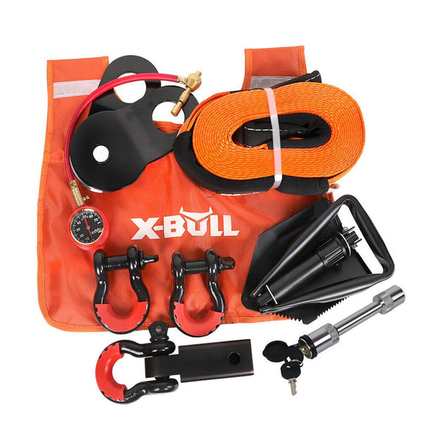 X-BULL Winch Recovery Kit 11PCS 4WD 4x4 Pack Off Road Snatch Strap Essential