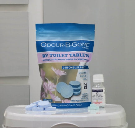 Odour-B-Gone 50x8g RV Toilet Tablets With 10x2g Mini Oxygen Tablets
