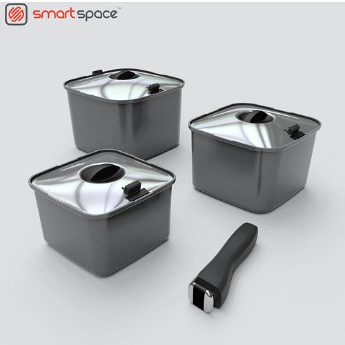SmartSpace Stacking Square Pots Cookware Saveplace