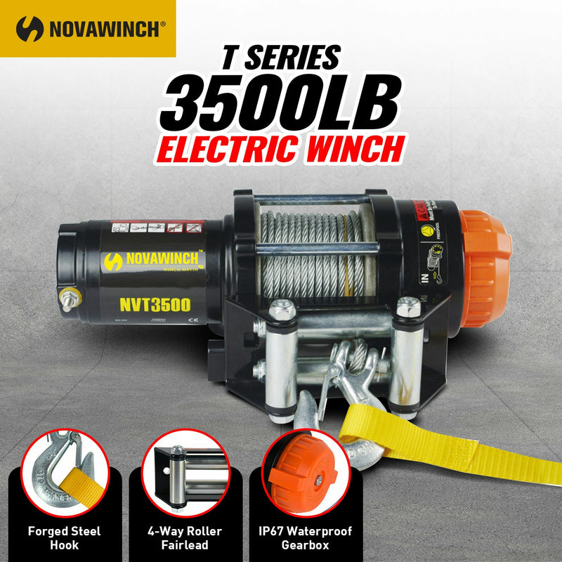 NovaWinch T Series 12V Electric Winch 1588KG 3500LBS