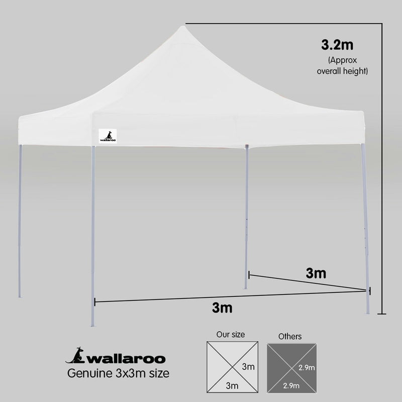 Wallaroo Gazebo Tent Marquee 3m x 3m PopUp Outdoor - White