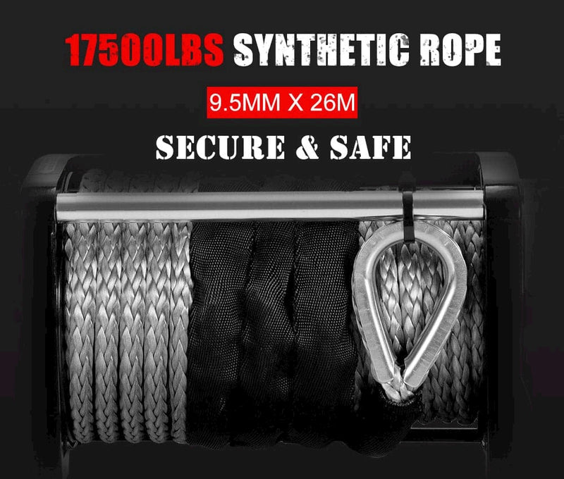 17500LBS Winch Wireless Synthetic Rope 12V Remote Atv 4WD