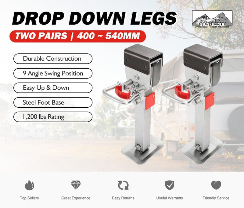 4x 400mm Corner Legs Drop Down W/Handle Steel Base 1200LBS