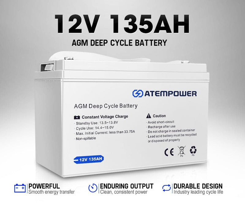 135AH 12V AGM Battery AMP Lead Acid SLA Deep Cycle Battery Dual Solar Power